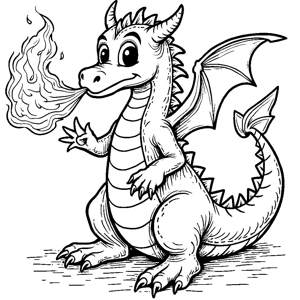 The letter K as a friendly dragon blowing fire