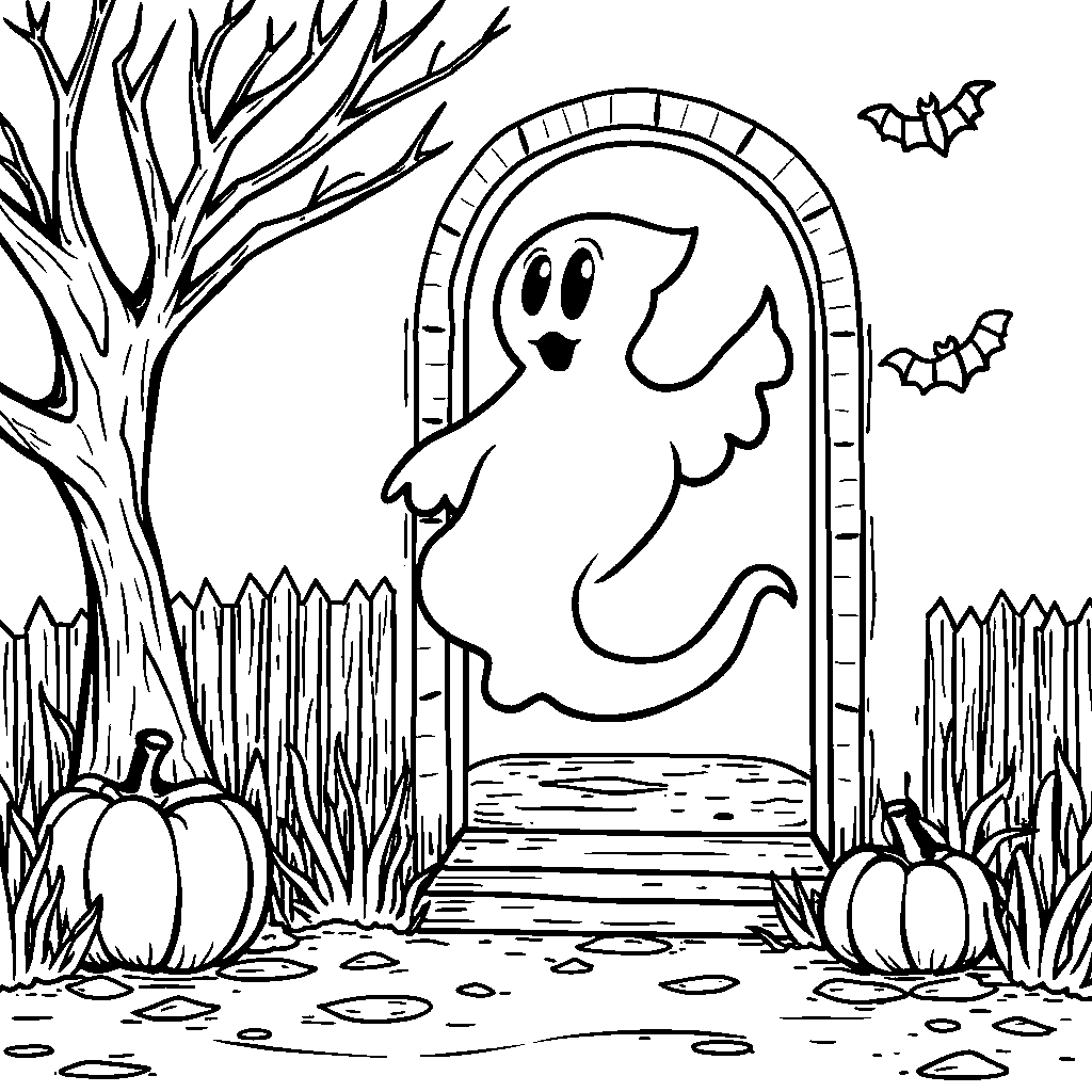 A letter L as a friendly ghost in a spooky house