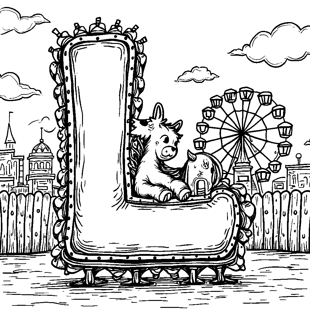 A letter L enjoying a day at the amusement park