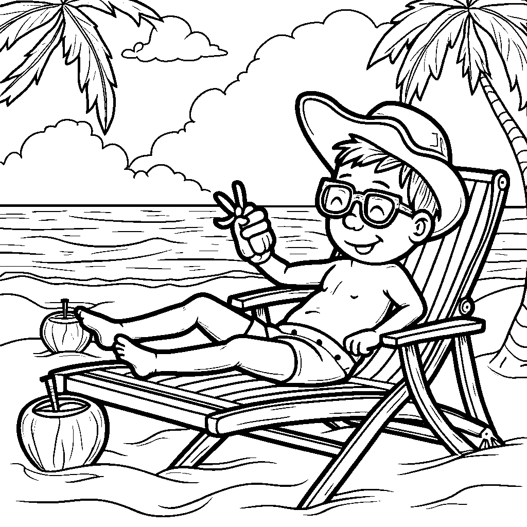 A letter L lounging on a beach chair with sunglasses