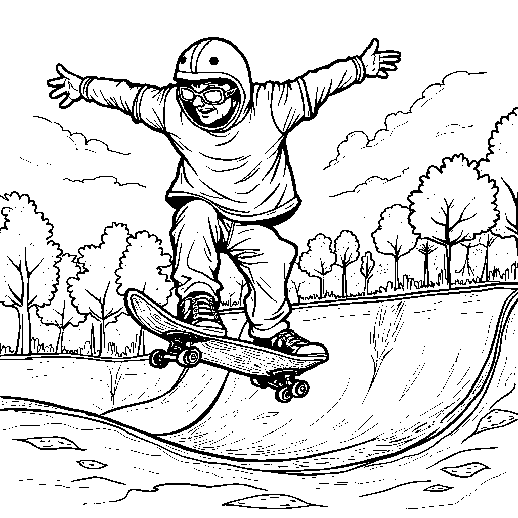 A letter L on a skateboard performing tricks