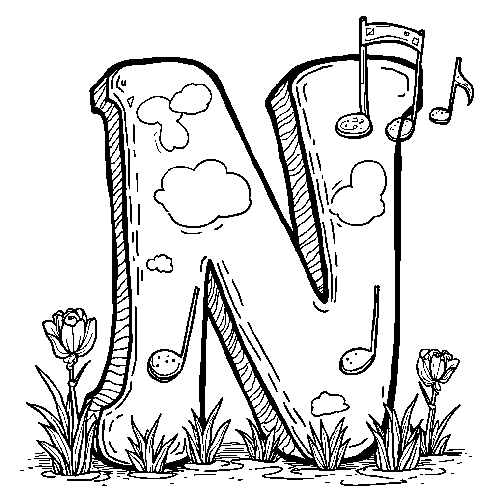 A letter N represented by two tall musical notes