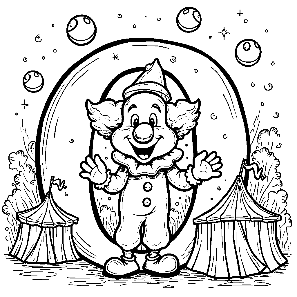 A circus theme where the letter O is a juggling clown