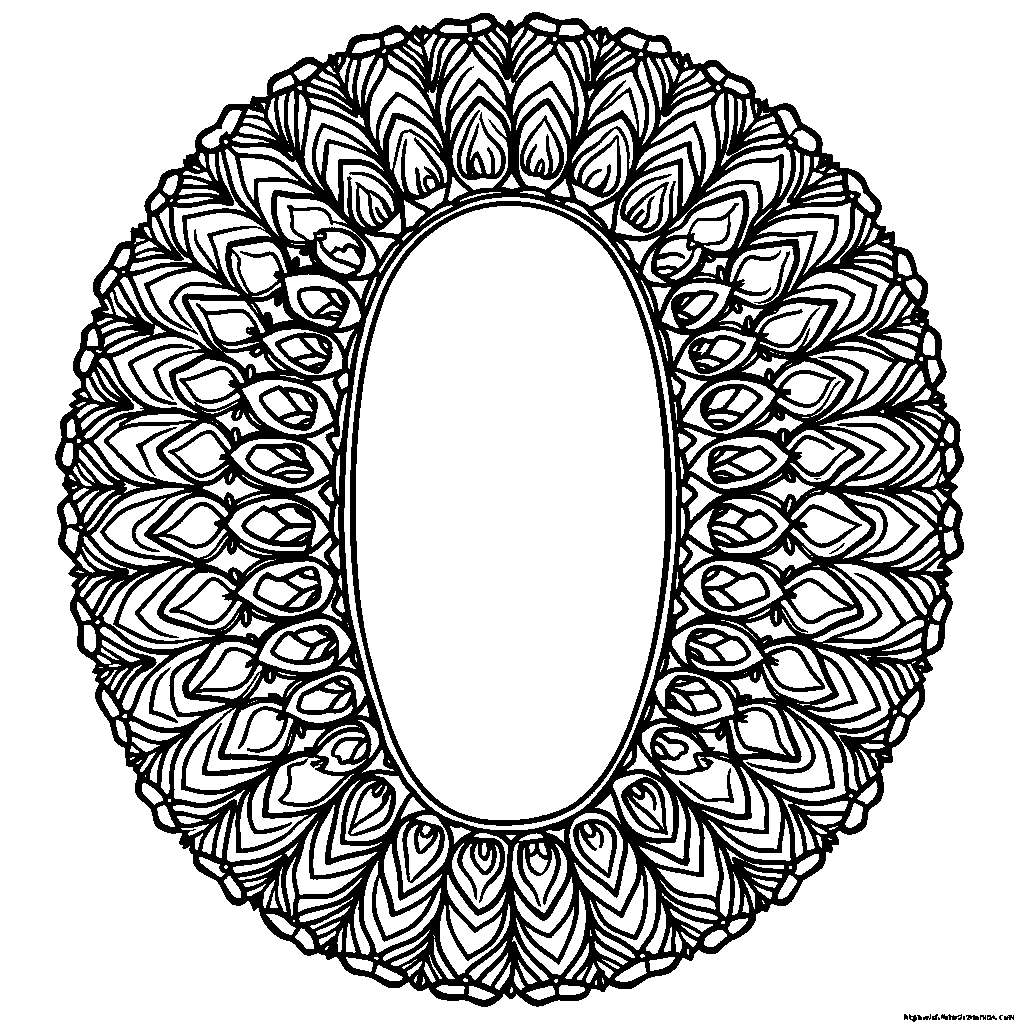 An artistic interpretation of the letter O as a colorful mandala