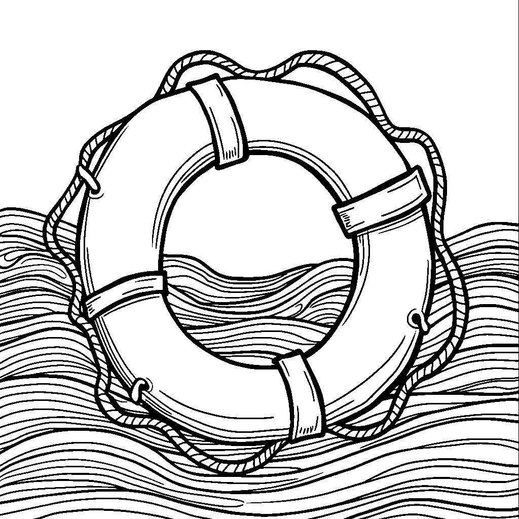 An ocean scene with the letter O as a lifebuoy