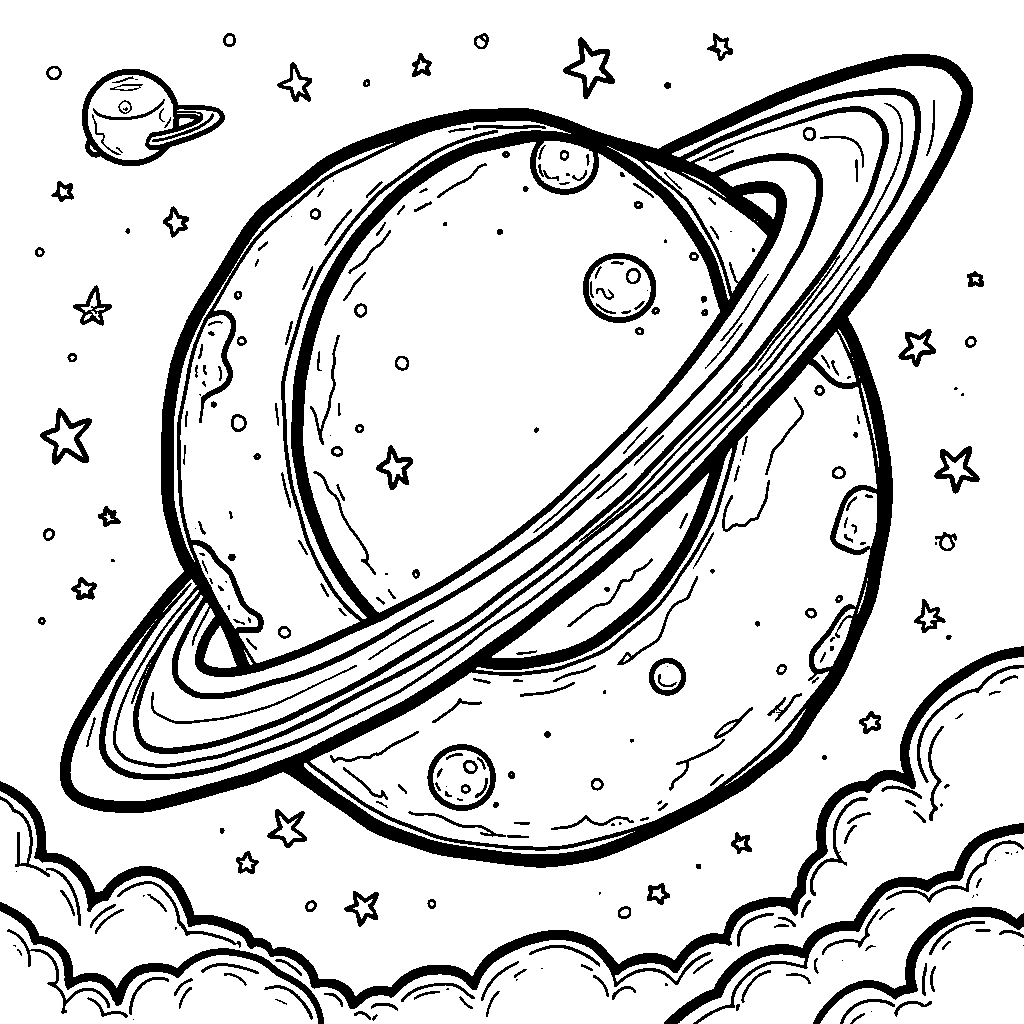 An outer space theme featuring the letter O as a shiny orange planet.