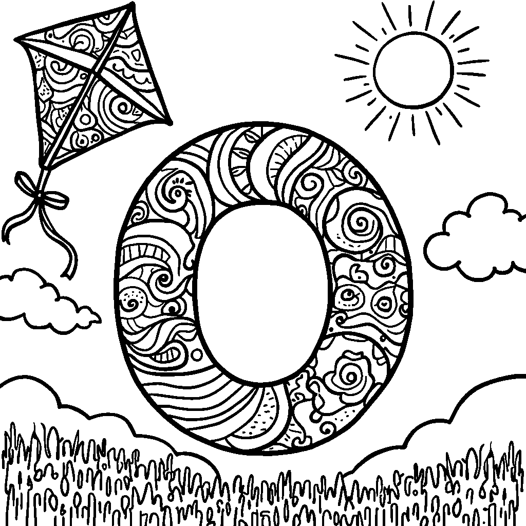 The letter O as a whimsical kite soaring high in the sky.