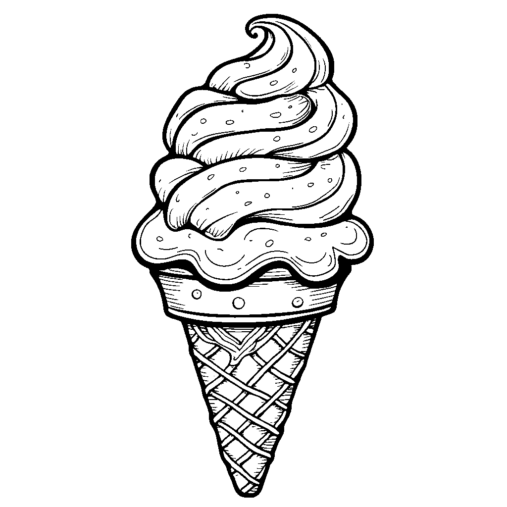 A swirly ice cream cone with the letter P on top