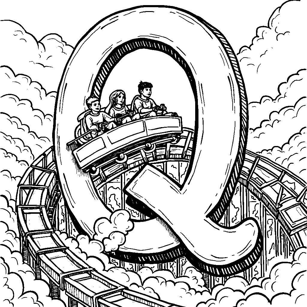 The letter Q illustrated as a fun roller coaster ride