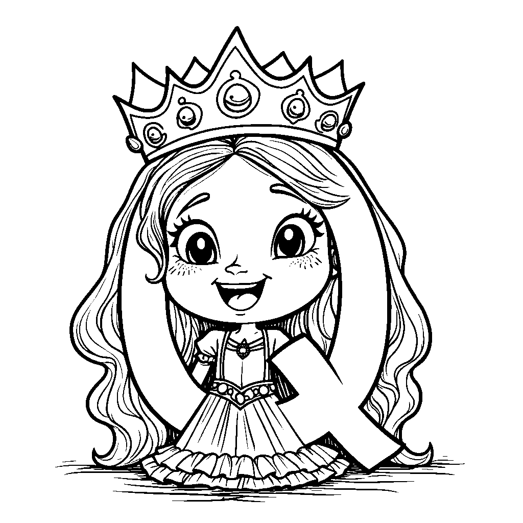 The letter Q with a smiling cartoon queen wearing a crown