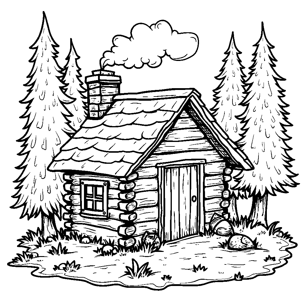 A letter R as a cozy cabin in the woods.