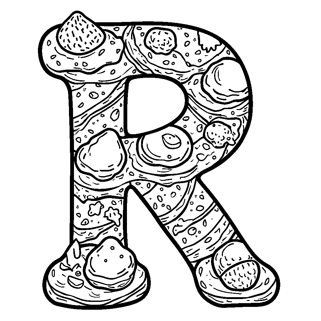 An ice cream cone shaped like the letter R with different flavors