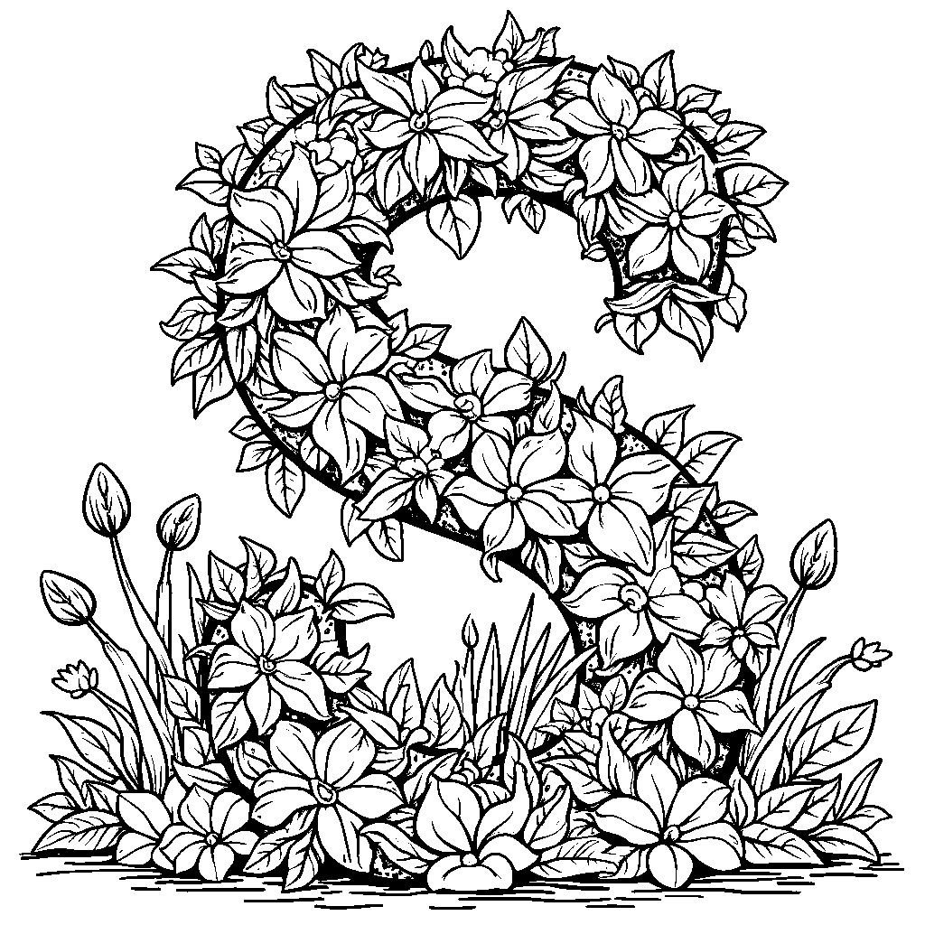 A jungle scene with vines forming the letter S