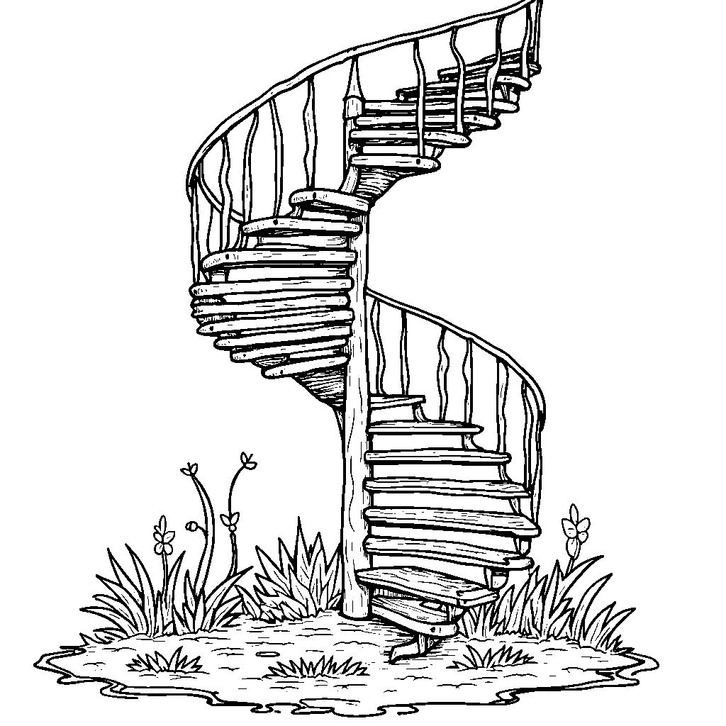 A Whimsical Spiral Staircase Shaped Like The Letter S.