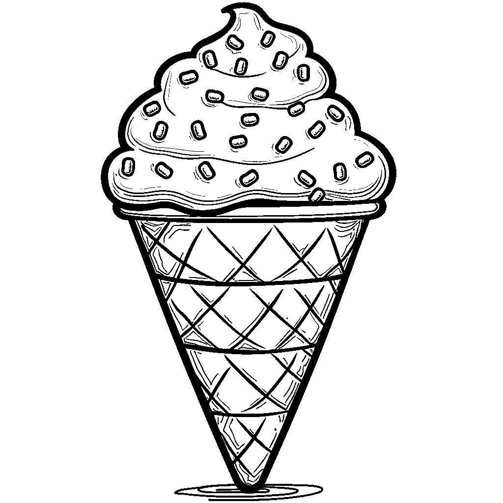 An ice cream cone shaped like the letter S with sprinkles.