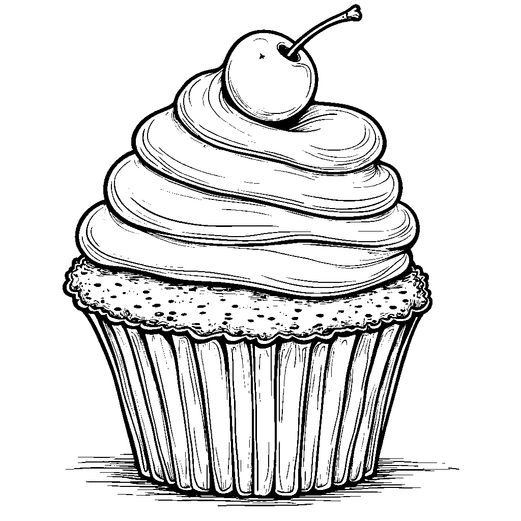 The letter S as a giant cupcake with a cherry on top