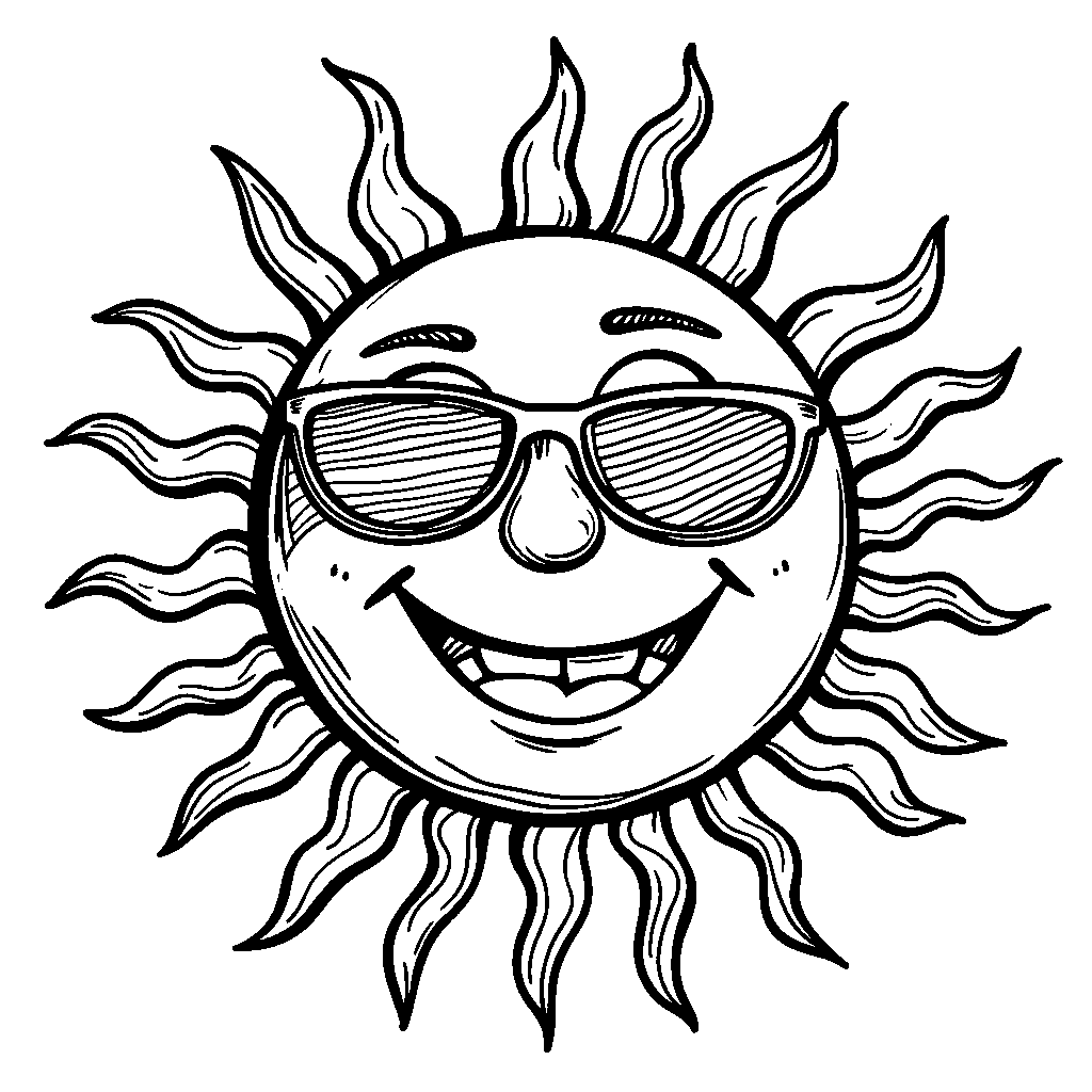 The letter S as a happy sun with sunglasses