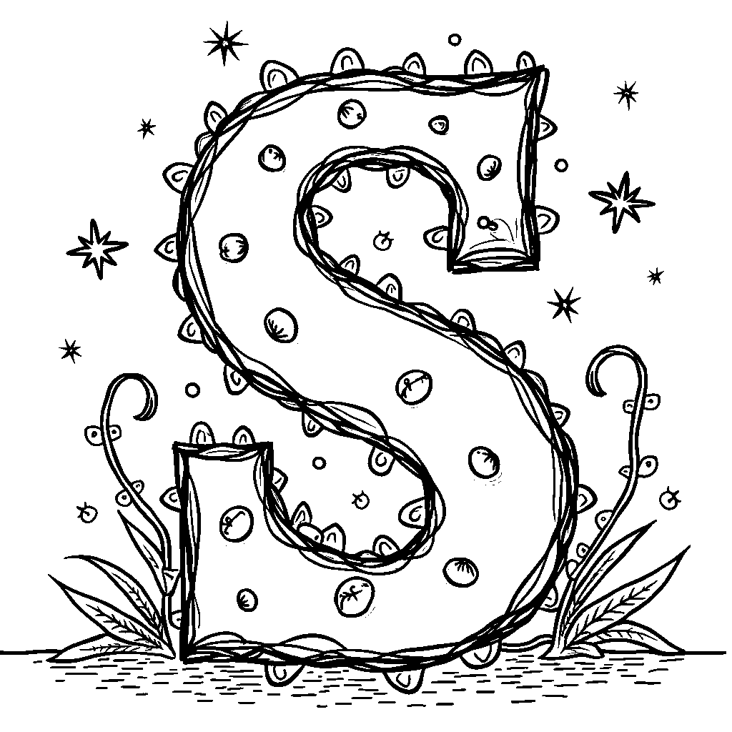 The letter S surrounded by twinkling fairy lights