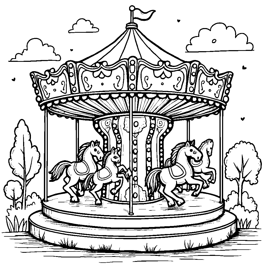 The letter S twirling on a merry-go-round