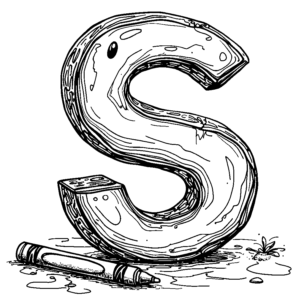 The letter S using crayons to draw itself