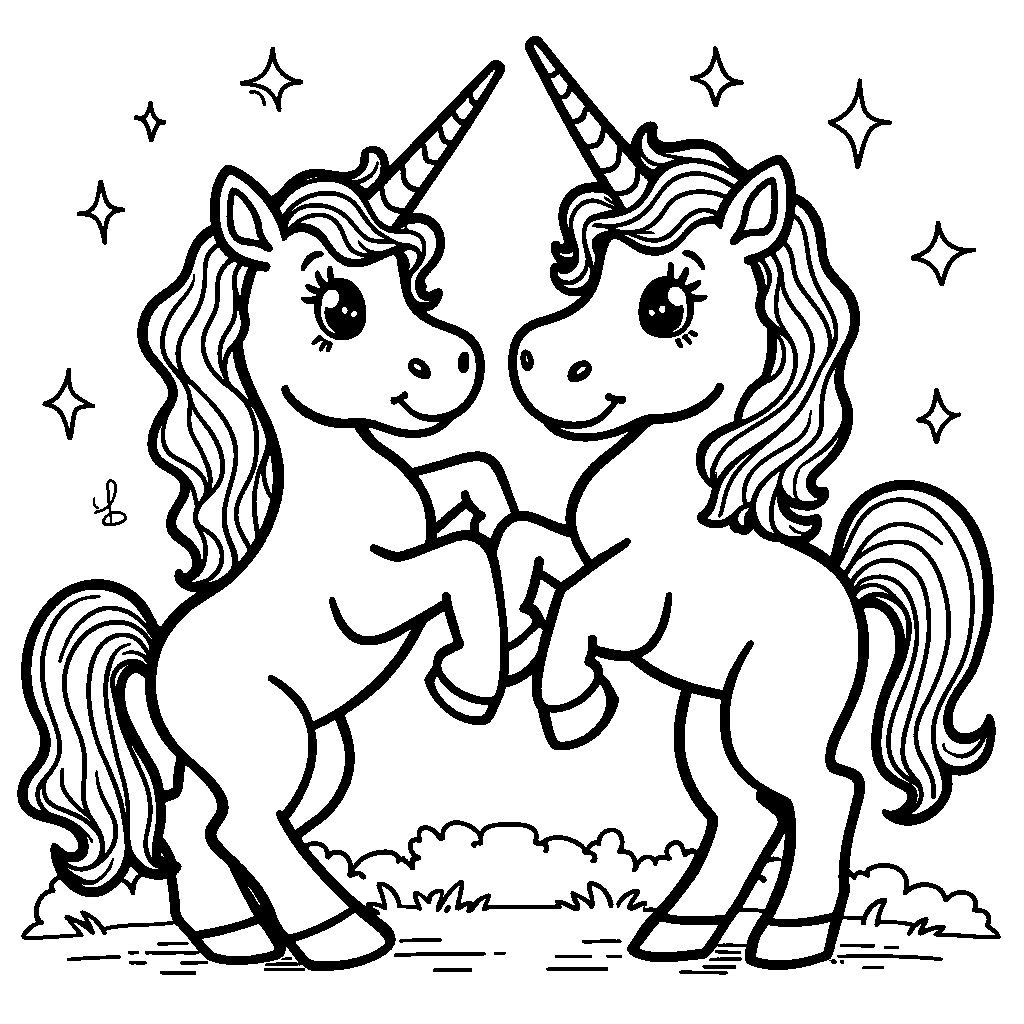 The letter U formed by two playful unicorns, one on each side