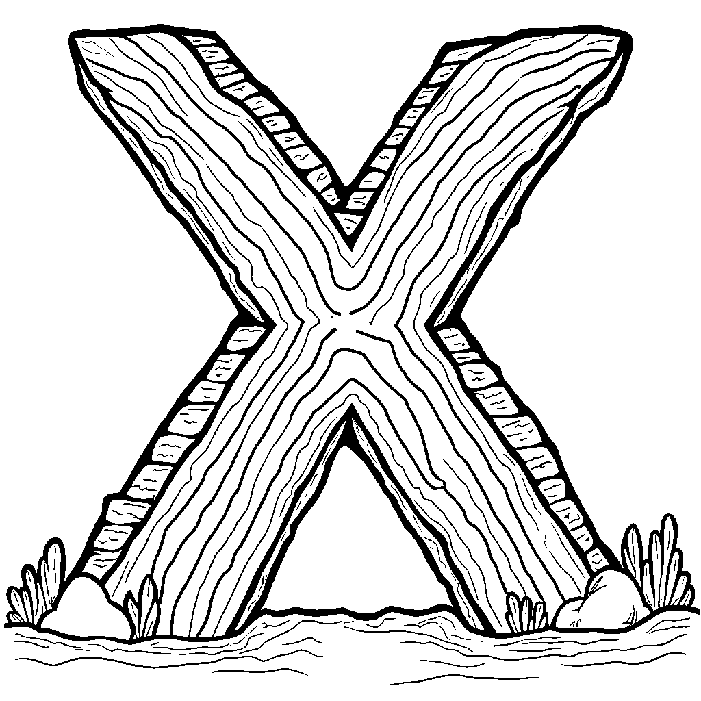 An X designed as a rainbow bridge