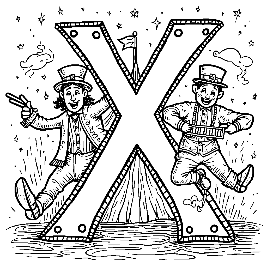 The letter X featured in a fun circus setting