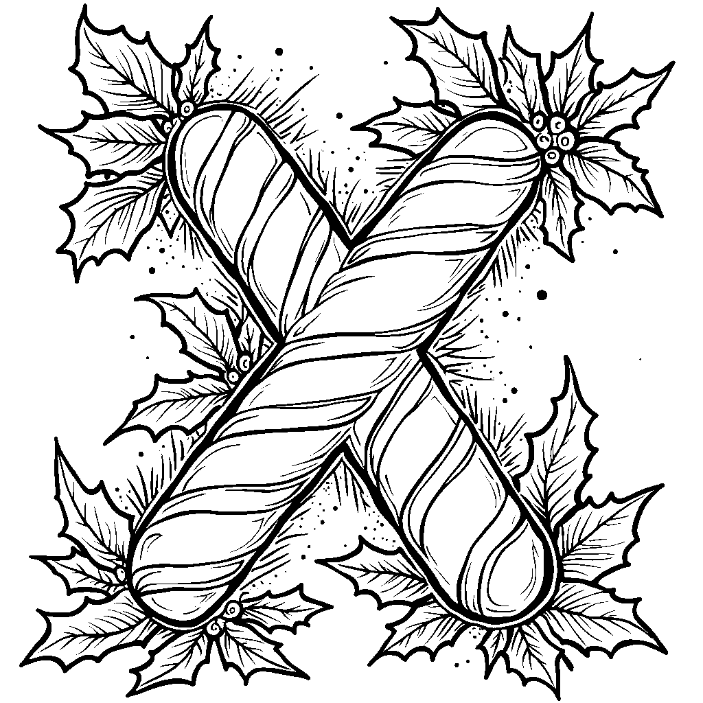 The letter X formed with candy canes