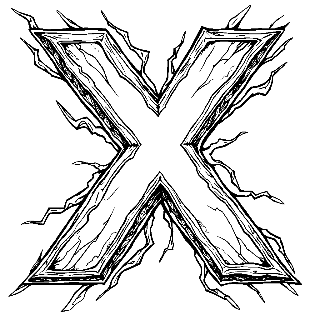 The letter X resembling a superhero emblem