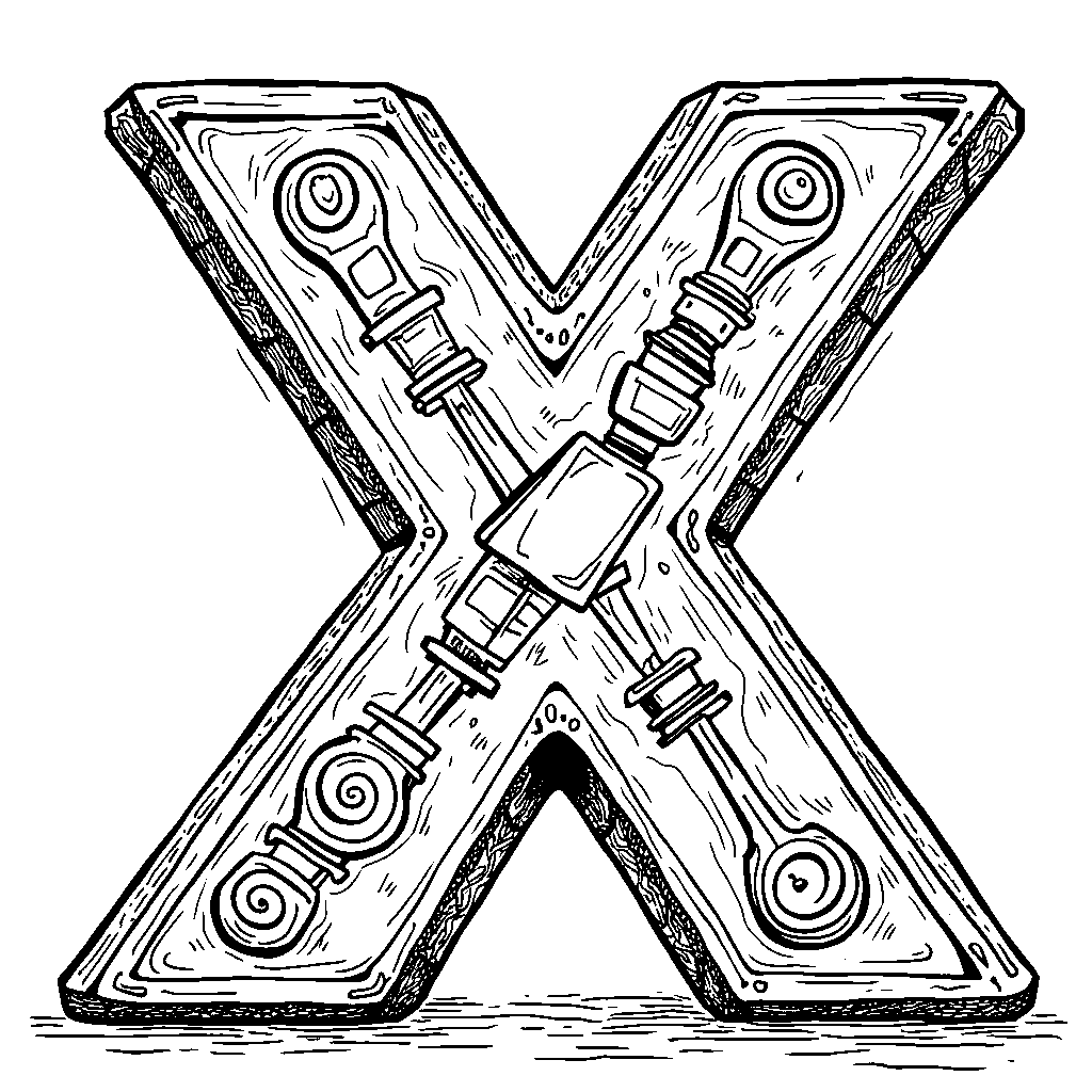 The letter X transformed into a big X-ray machine