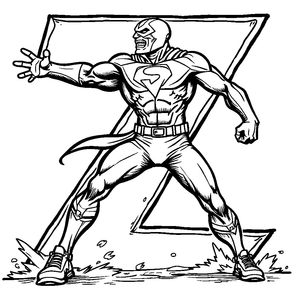 A cool superhero character striking a heroic pose in the shape of the letter Z