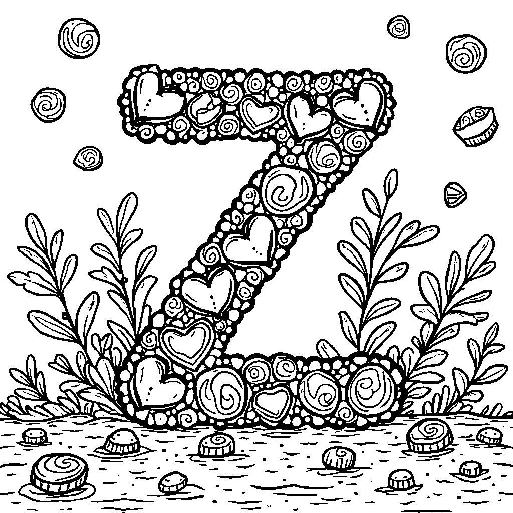 A letter Z made of candy in a sweet shop scene