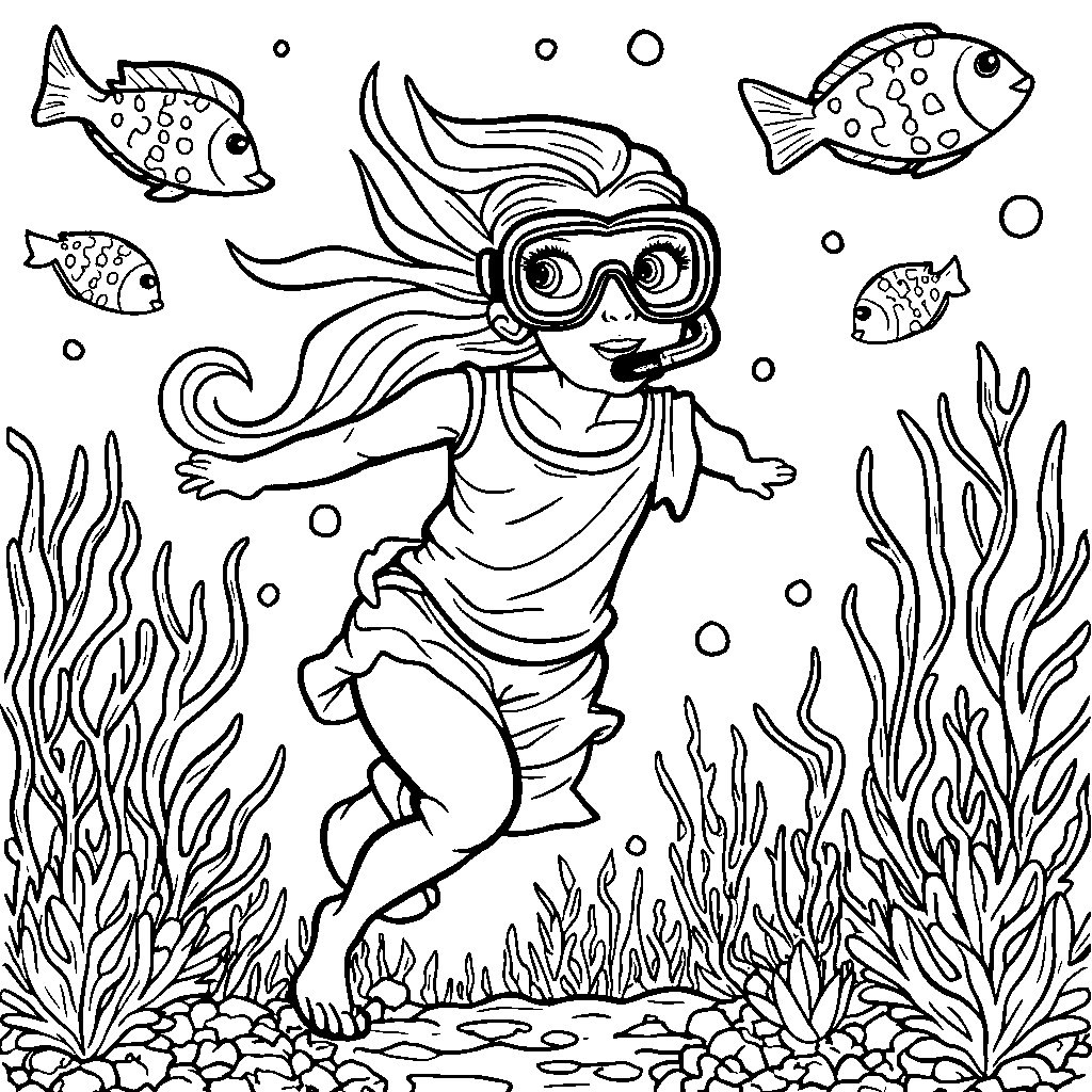 A woman snorkeling in the ocean with fish