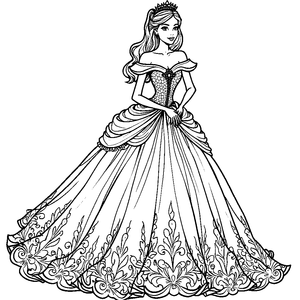 A princess woman in a beautiful ball gown