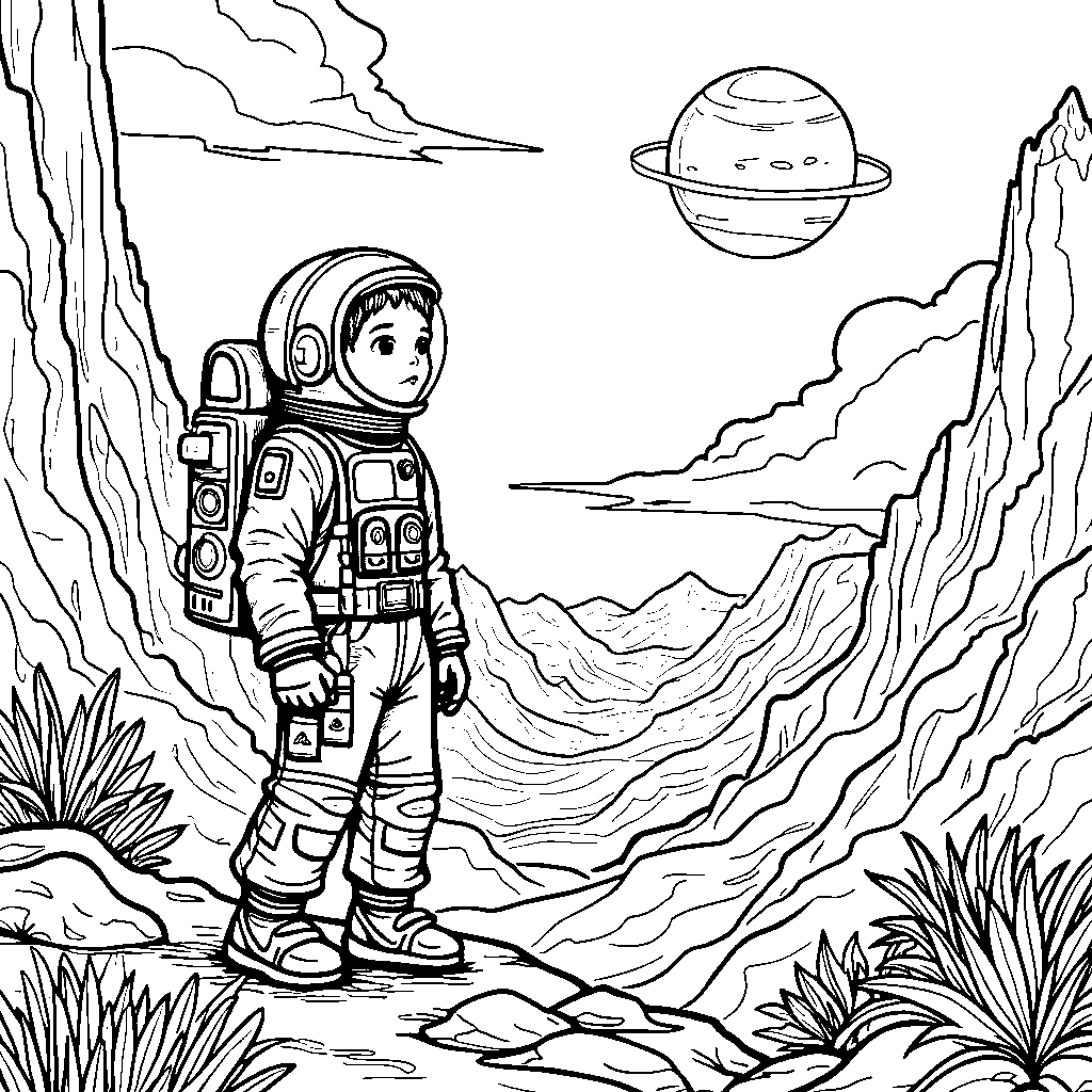 A curious astronaut exploring a new planet