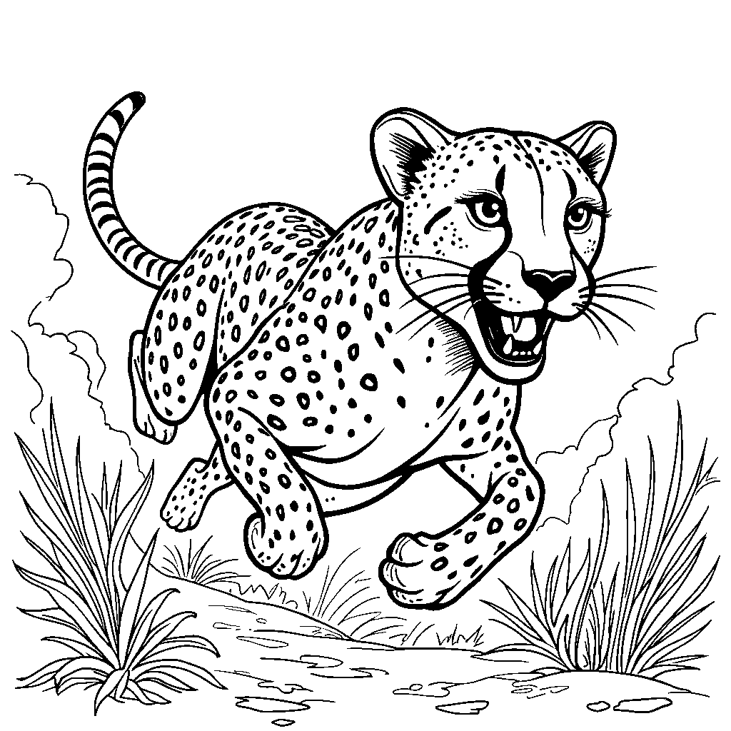 A speedy cheetah running through the savannah