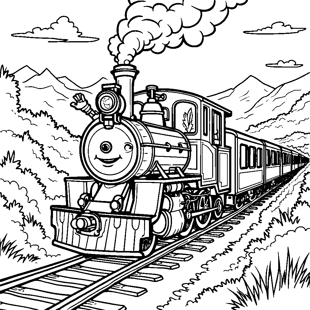 A speedy train chugging along a winding track