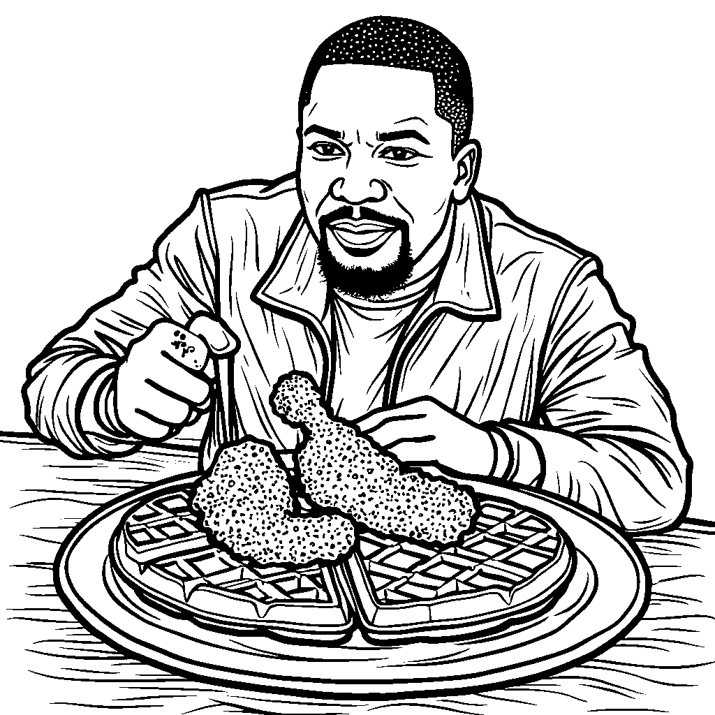 A picture of Malcolm X's favorite foods, including chicken and waffles