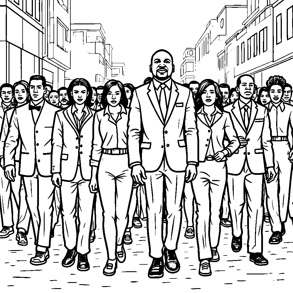 Malcolm X walking with Martin Luther King Jr. and other Civil Rights leaders