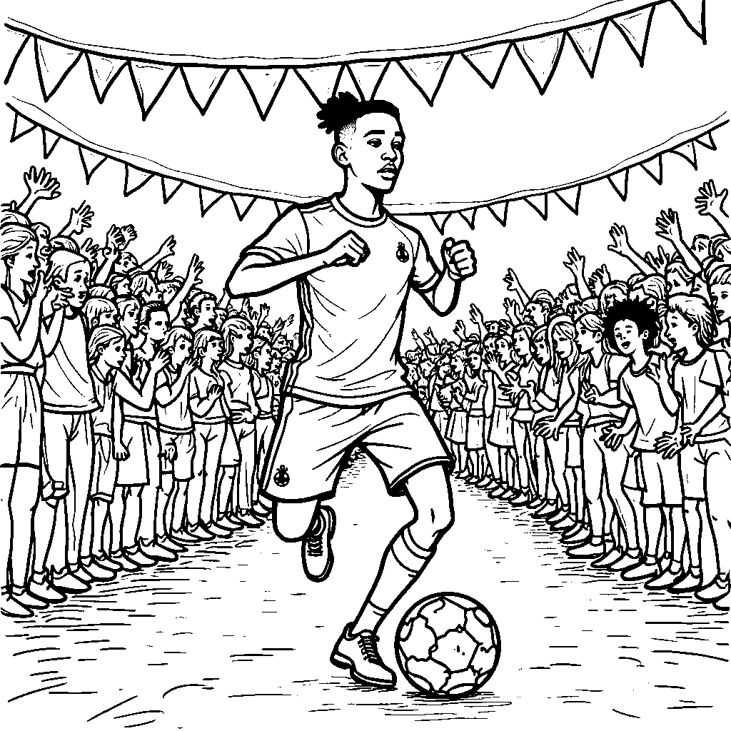 Mbappe dancing with a soccer ball at a lively party