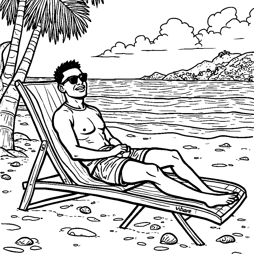 Mbappe relaxing on a beach after a big game