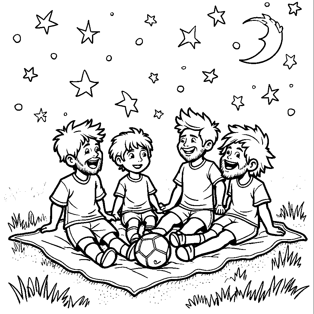 Messi and friends stargazing while discussing soccer strategies