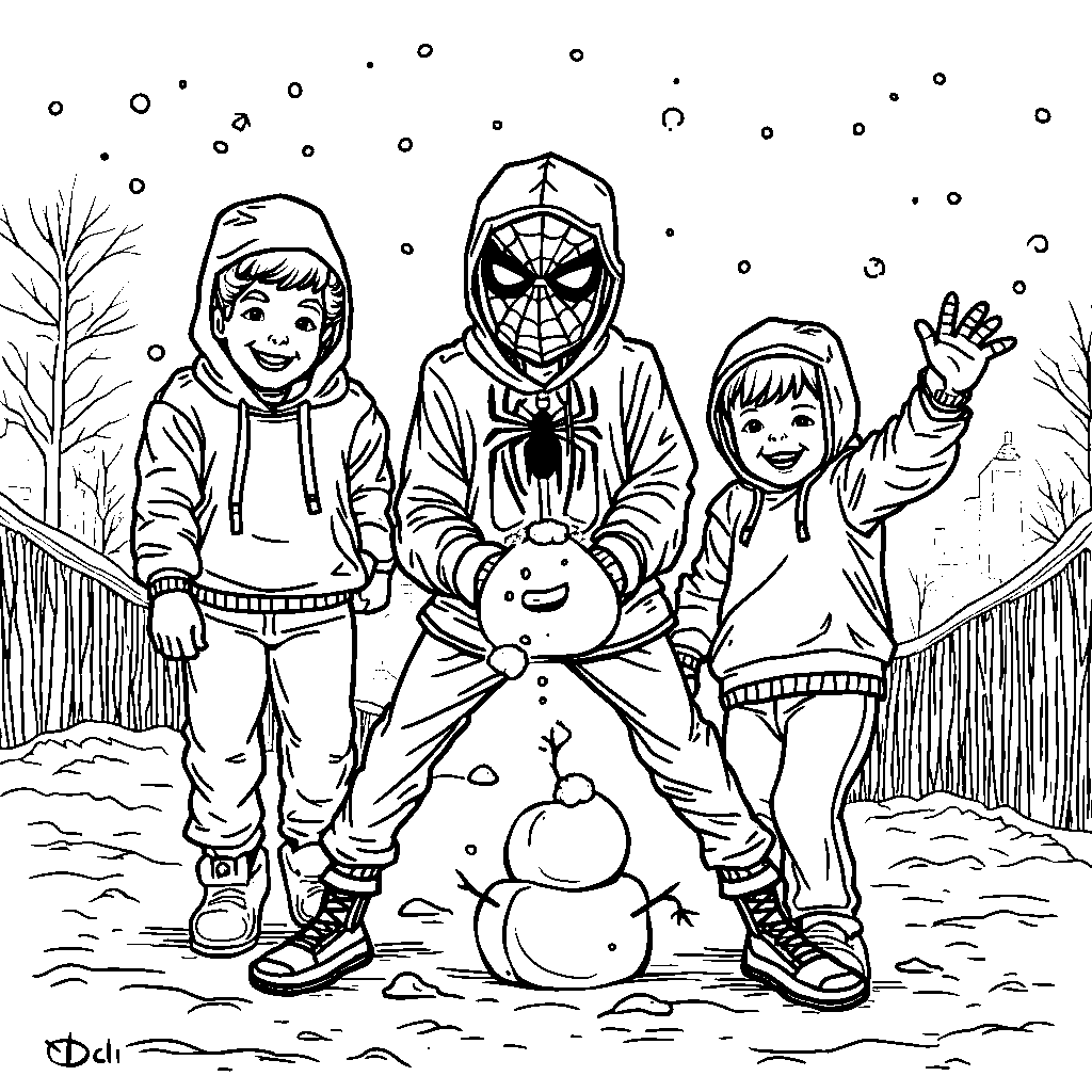 Miles Morales enjoying a snow day with friends