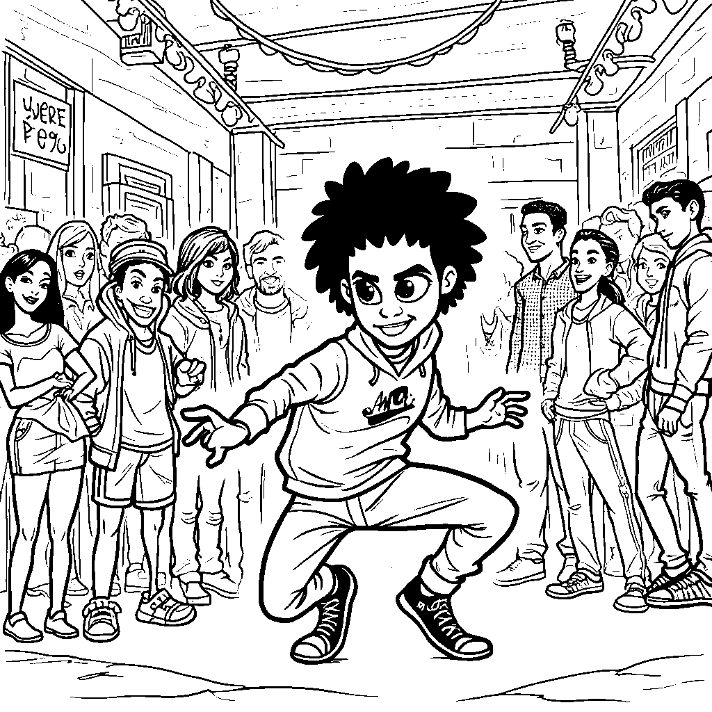 Miles Morales in a fun dance-off with friends