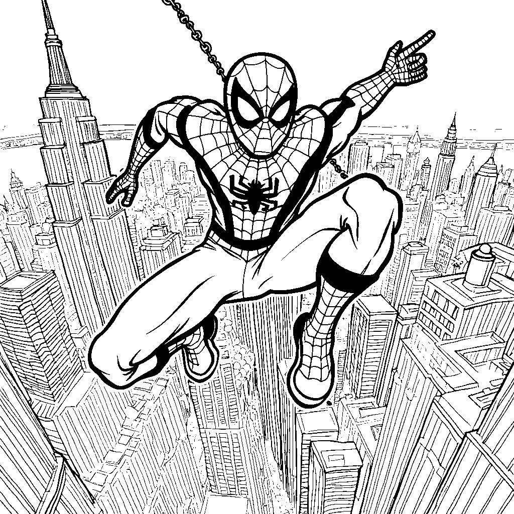 Miles Morales jumping into action from a skyscraper