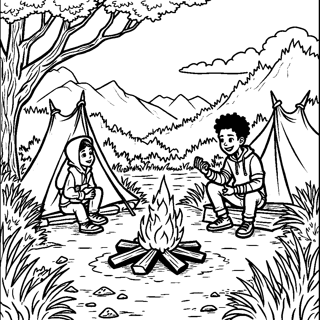 Miles Morales on a camping trip with friends