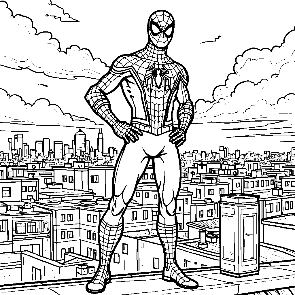 Miles Morales posing heroically on a rooftop