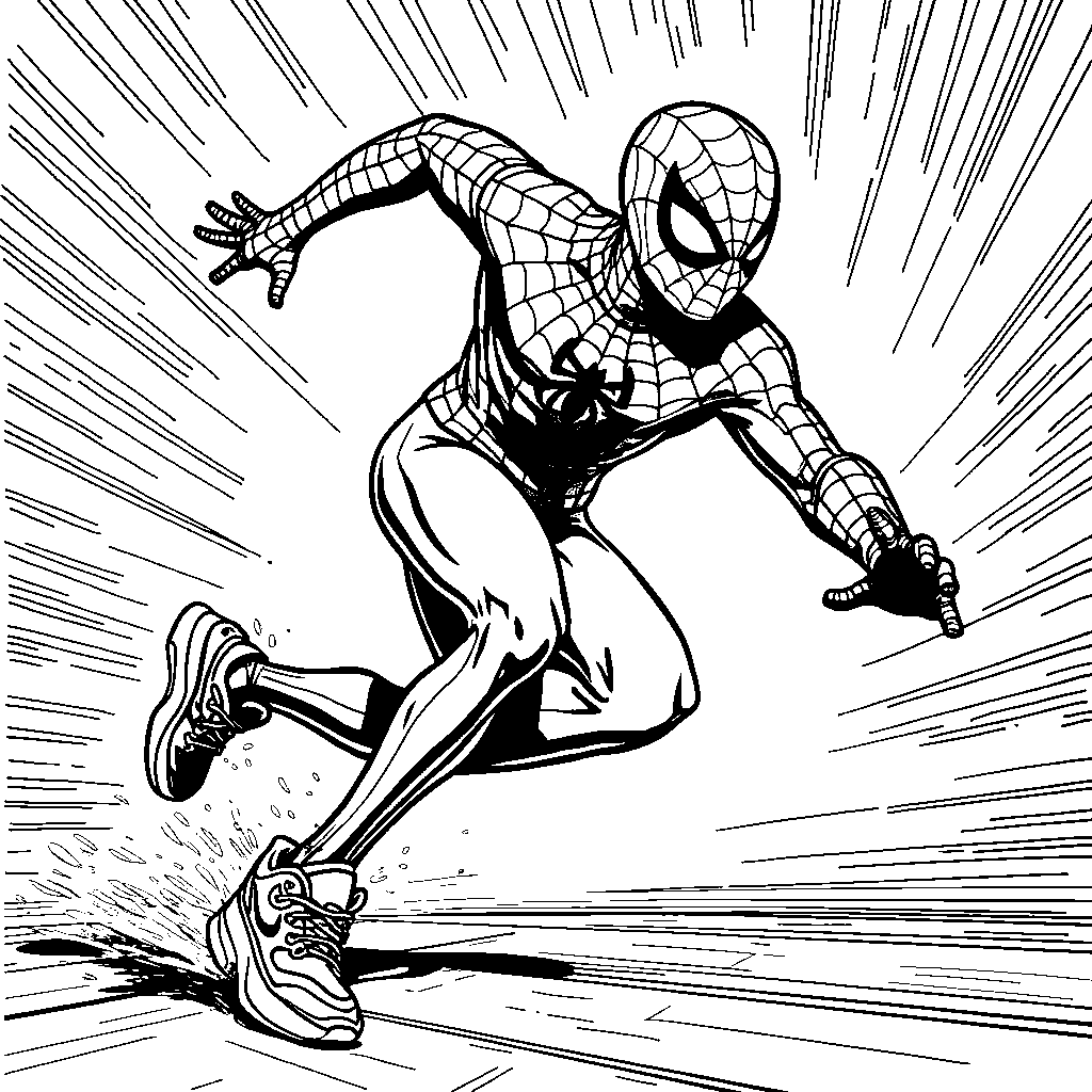 Miles Morales with glowing sneakers running at top speed