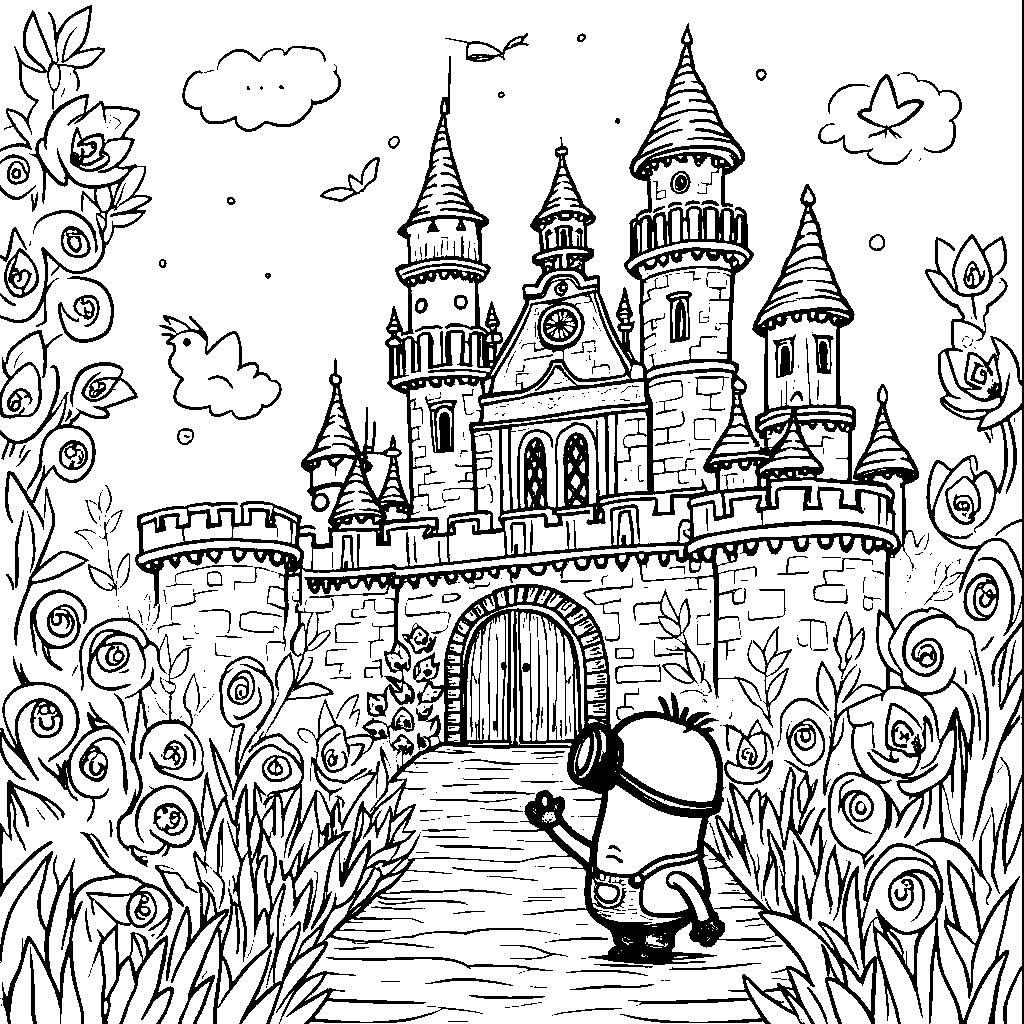 A minion exploring a castle filled with magic