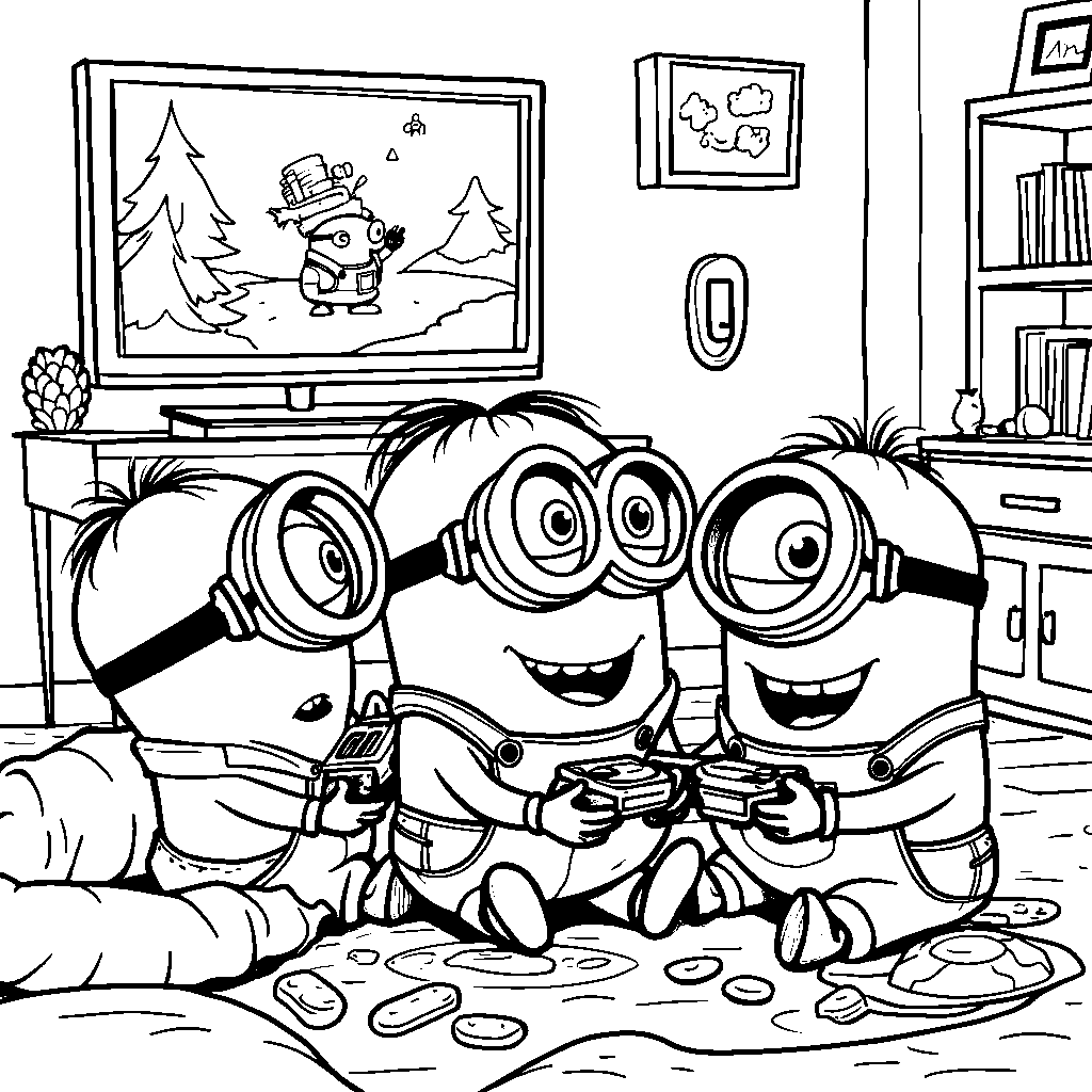 A minion playing video games with friends